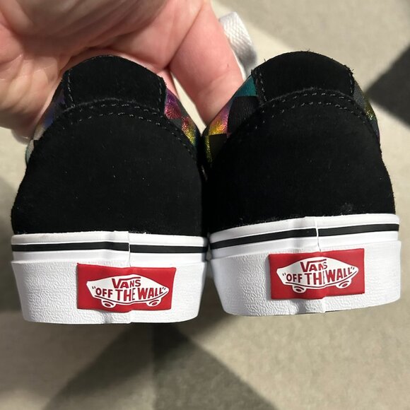 Vans Ward Iridescent Rainbow Checkerboard Sneakers Women's Size 6 - Picture 7 of 12